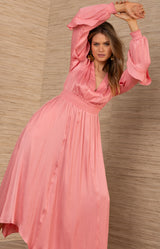 Kamilah Charmeuse Dress, color-Pink