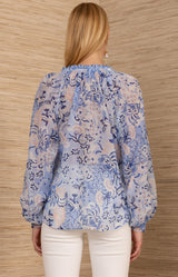 Nataly Colton Voile Top, color-Blue