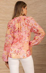 Nataly Colton Voile Top, color-Coral