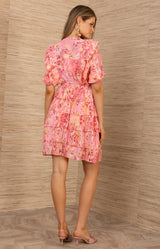 Zoya Chiffon Dress, color-Coral