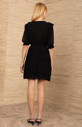 Soya Chiffon Solid Dress, color-Black