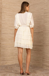 Soya Chiffon Solid Dress, color-Ivory
