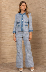 Arlene Tweed Pant, color-Blue