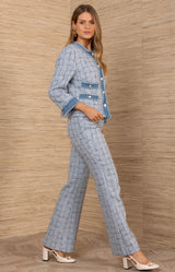 Arlene Tweed Pant, color-Blue