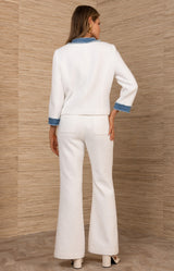Arlene Tweed Pant, color-White
