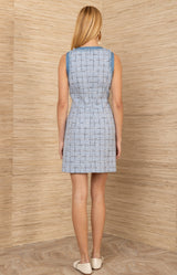 Luisa Tweed Dress, color-Blue