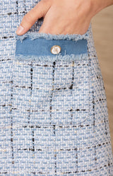 Luisa Tweed Dress, color-Chambray