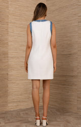 Luisa Tweed Dress, color-White