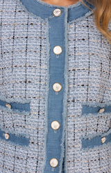 Vida Tweed Coat, color-Blue