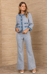 Vida Tweed Coat, color-Blue