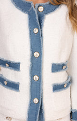 Vida Tweed Coat, color-White