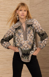 Ryder Silk Top, color-Black