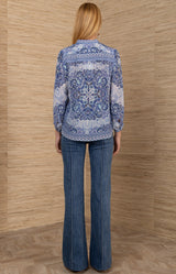 Ryder Silk Top, color-Blue