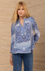 Ryder Silk Top, color-Blue