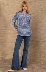 Ryder Silk Top, color-Blue