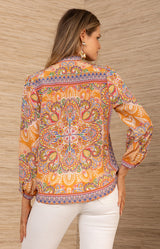 Ryder Silk Top, color-Orange