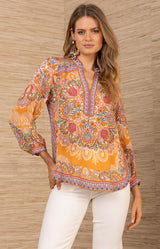 Ryder Silk Top, color-Orange