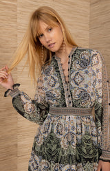 Eleanora Chiffon Dress, color-Black