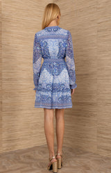 Eleanora Chiffon Dress, color-Blue