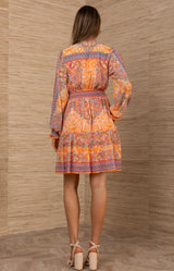 Eleanora Chiffon Dress, color-Orange