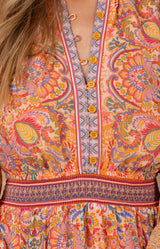 Eleanora Chiffon Dress, color-Orange