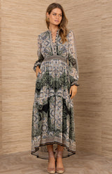 Eleanora Chiffon Maxi Dress, color-Black