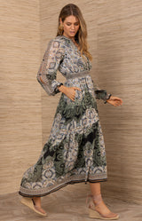 Eleanora Chiffon Maxi Dress, color-Black