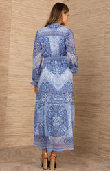 Eleanora Chiffon Maxi Dress, color-Blue