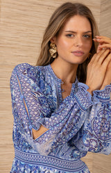 Eleanora Chiffon Maxi Dress, color-Blue