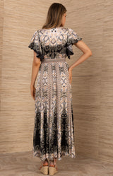 Sandra Charmeuse Dress, color-Black