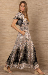 Sandra Charmeuse Dress, color-Black