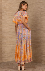 Sandra Charmeuse Dress, color-Orange