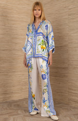 Annabella Charmeuse Top, color-Blue