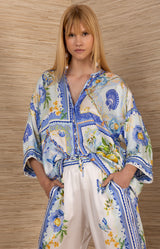 Annabella Charmeuse Top, color-Blue