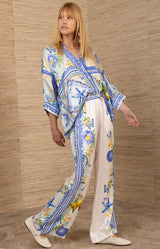 Annabella Charmeuse Top, color-Blue