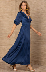 Lovisa Charmeuse Dress, color-Indigo