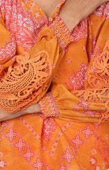 Elouise Silk Coton Top, color-Orange