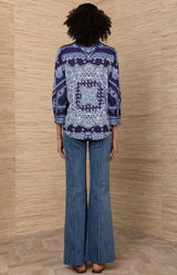 Whitney Jersey Top, color-Navy