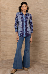 Whitney Jersey Top, color-Navy