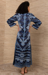 Bridie Charmeuse Dress, color-Navy