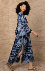 Bridie Charmeuse Dress, color-Navy