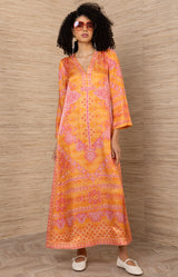 Bridie Charmeuse Dress, color-Orange