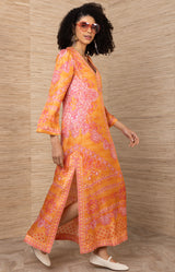 Bridie Charmeuse Dress, color-Orange