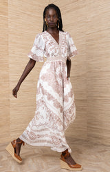 Alitzel Chiffon Maxi Dress, color-Ivory