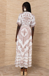 Alitzel Chiffon Maxi Dress, color-Ivory