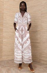 Alitzel Chiffon Maxi Dress, color-Ivory