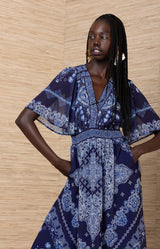 Alitzel Chiffon Maxi Dress, color-Navy