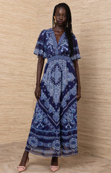 Alitzel Chiffon Maxi Dress, color-Navy