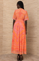 Alitzel Chiffon Maxi Dress, color-Orange