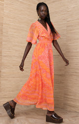 Alitzel Chiffon Maxi Dress, color-Orange